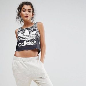 Adidas Floral Print Cropped Tank NWOT